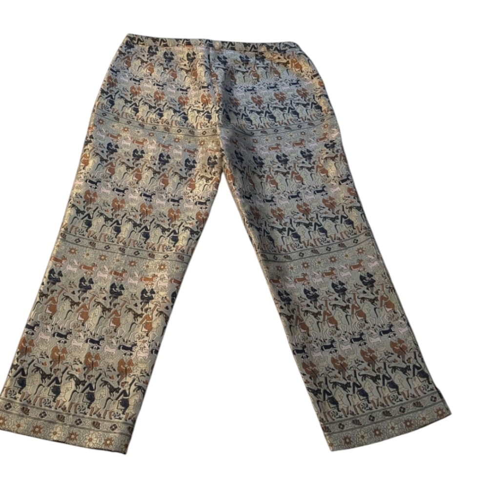 Jil Sander Silky Cropped Gold/Rust Brocade Pants Size 36 US 6 Exc Condition - Picture 4 of 7